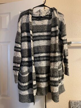 Mossimo Supply Co. Black & Gray Striped Open-Front Cardigan